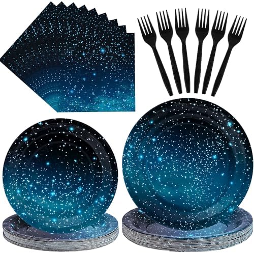 CANREVEL Galaxy Party Plates Set for 24 Guests