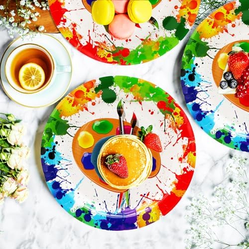 50 Pcs Art Paint Plates for Birthday Party Decorations