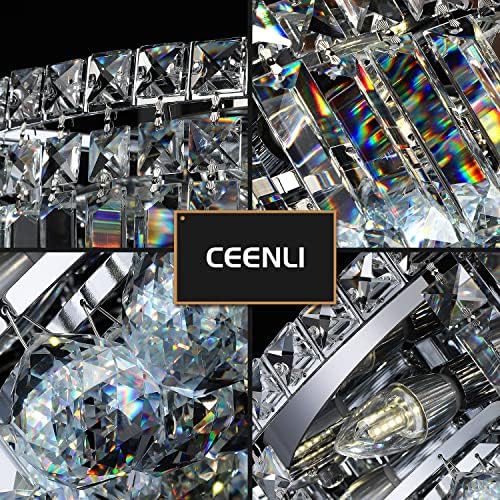 CEENLI 6-Lights Crystal Flush Mount Chandelier