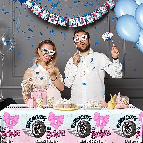 3pcs Burnouts or Bows Gender Reveal Tablecloths