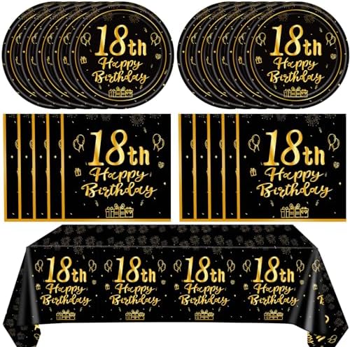 41PCS Happy 18th Birthday Decor Tableware Set