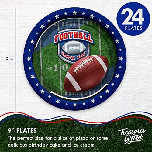 Treasures Gifted Football Plates 24ct - 9 Inch Party Plates