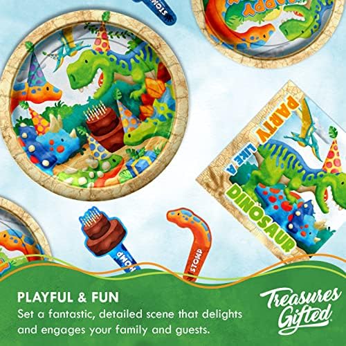 Treasures Gifted Dinosaur Party Plates 16ct 7 Inch