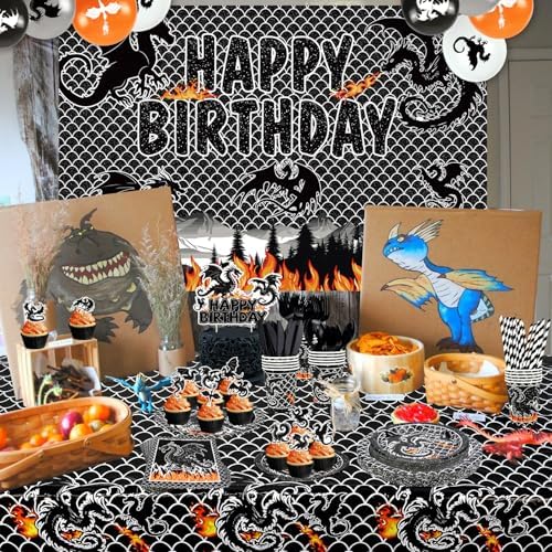 Black Dragon Birthday Party Set for 20 Guests