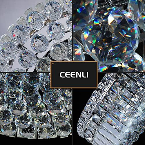 CEENLI 6-Lights Crystal Flush Mount Chandelier