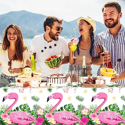 Preboun 6 Pcs Flamingo Tablecloths 54x108 Disposable Pink Party Decor