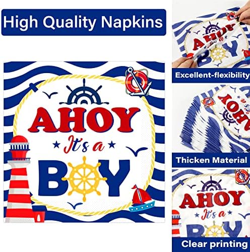 Nautical Themed Baby Shower Plates and Napkins Set