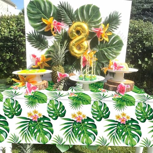 6 Pack Hawaiian Luau Tablecloths with Palm Leaves Design