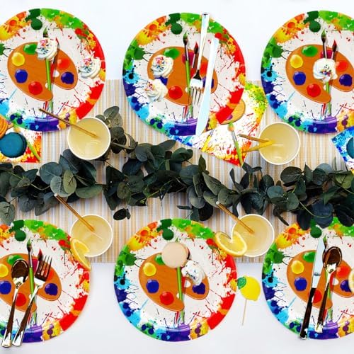 50 Pcs Art Paint Plates for Birthday Party Decorations