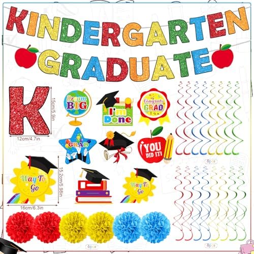 Kindergarten Graduation Party Decorations 2025 Banner Hanging Swirl Set