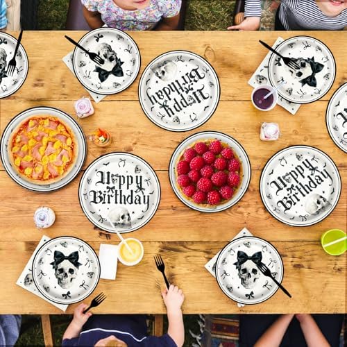 Grencian 96Pcs Happy Birthday Halloween Party Plate Set