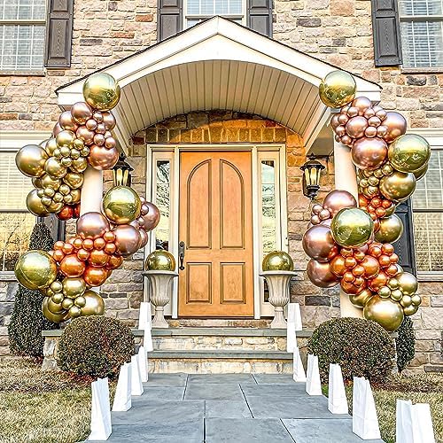 NISOCY Metallic Gold Balloon Arch Garland Kit with 33ft Ribbon
