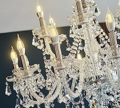 Clear 15 Light Crystal Chandelier with LED Bulbs