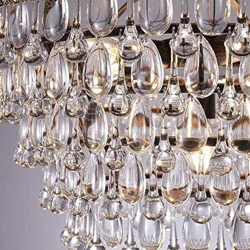 Wellmet 6 Light Crystal Chandelier 5 Tiers Farmhouse Ceiling Lighting Fixture 20 Inch