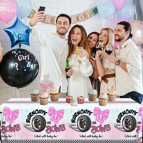 3pcs Burnouts or Bows Gender Reveal Tablecloths