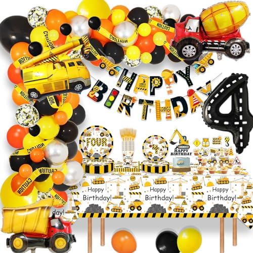 Construction 4th Birthday Party Plates Dump Truck