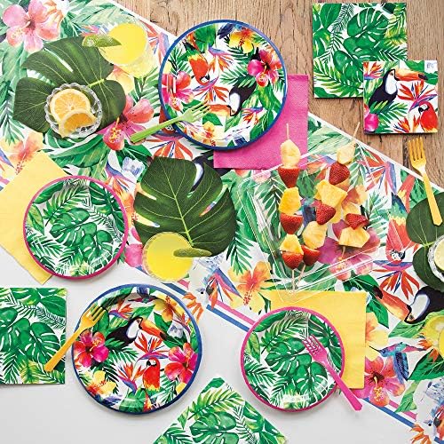 Unique Palm Tropical Round Dinner Plates 9 Pack of 8
