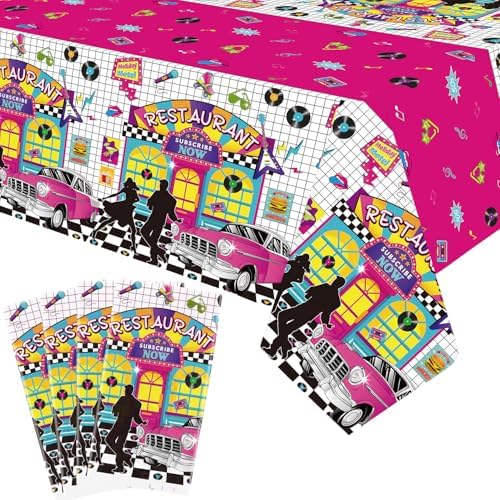 4 Pack 50s Party Tablecloth - Rock and Roll Decor