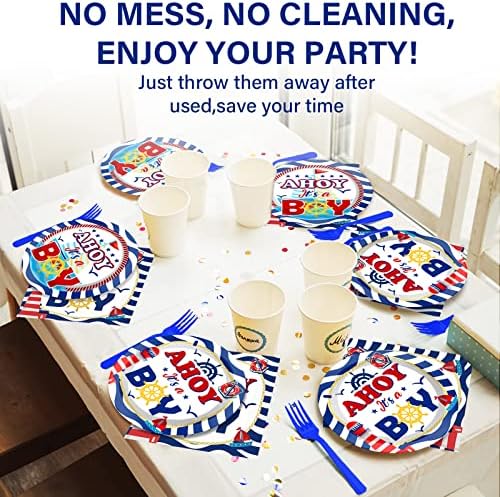 Nautical Themed Baby Shower Plates and Napkins Set