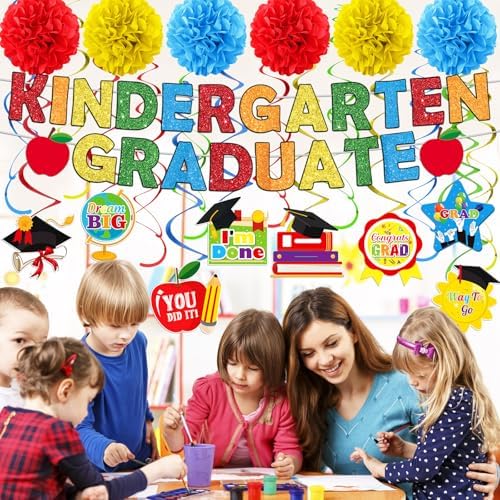 Kindergarten Graduation Party Decorations 2025 Banner Hanging Swirl Set