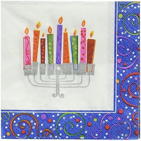 Hanukkah Playful Menorah Beverage Napkins