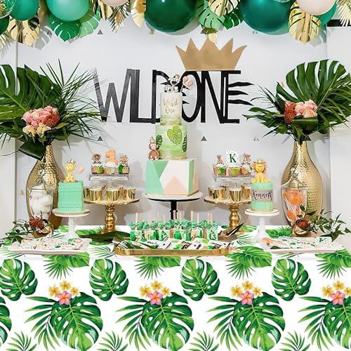 6 Pack Hawaiian Luau Tablecloths with Palm Leaves Design