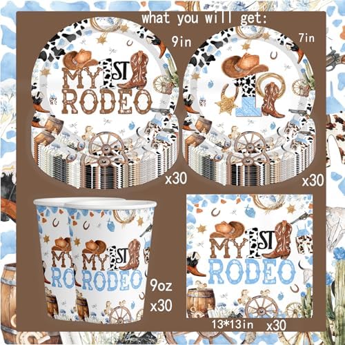 My First Rodeo Birthday Tableware Set for 1st Birthday Party
