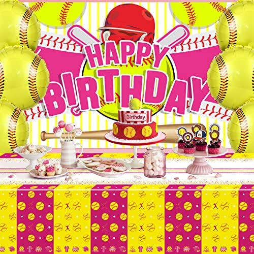 Rumia 3 Pcs Softball Tablecloth for Birthday Party