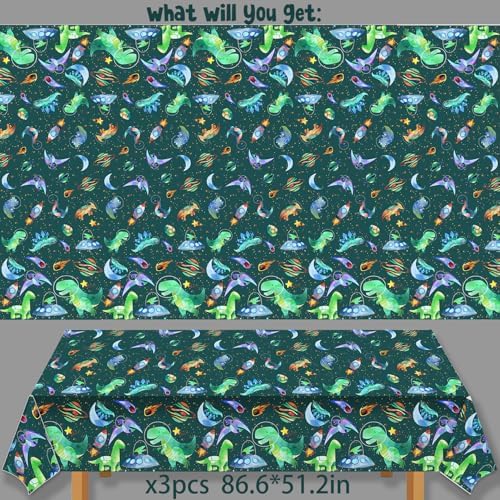 METIXOZE 3pc Watercolor Dinosaur Party Tablecloth Set