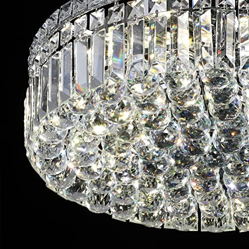 CEENLI 6-Lights Crystal Flush Mount Chandelier