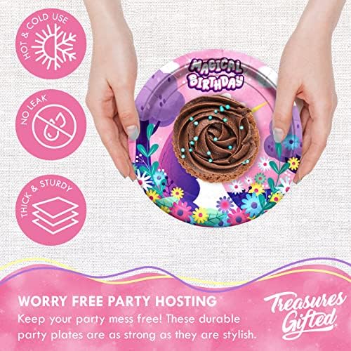 Treasures Gifted 7in Rainbow Unicorn Party Plates 16ct