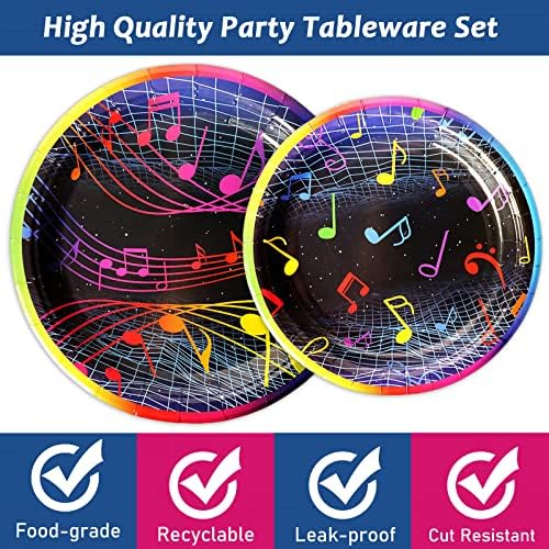 Music Notes Party Plates Napkins Set for 24 Guests